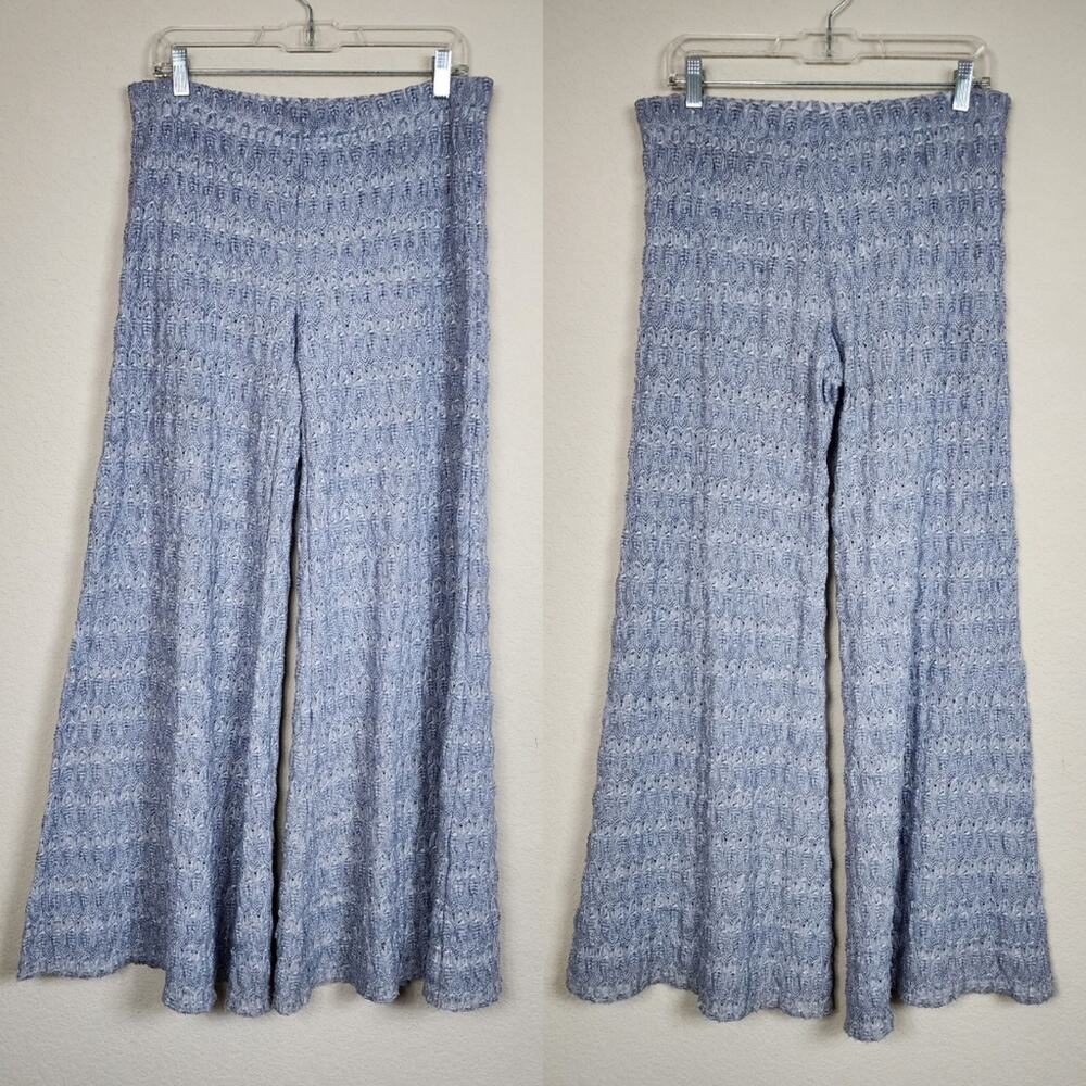 Light Gray Wide-Leg Crochet Pants - Picture 2 of 4